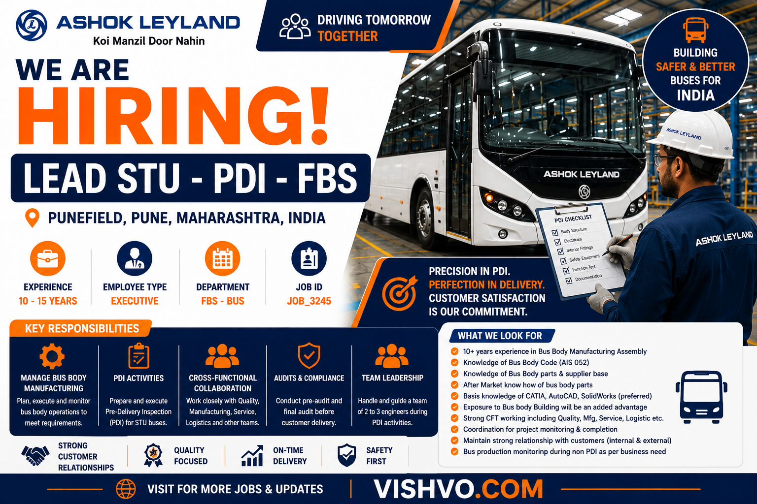Ashok Leyland Lead STU – PDI – FBS Recruitment 2026