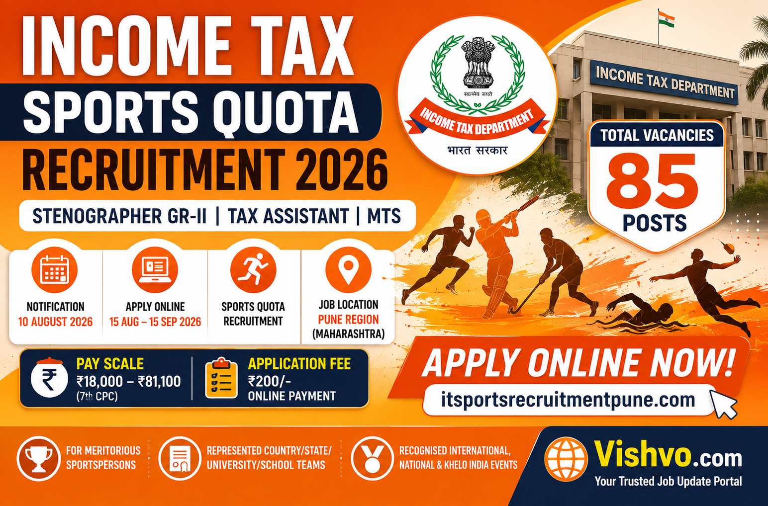 Income Tax Sports Quota Recruitment 2026