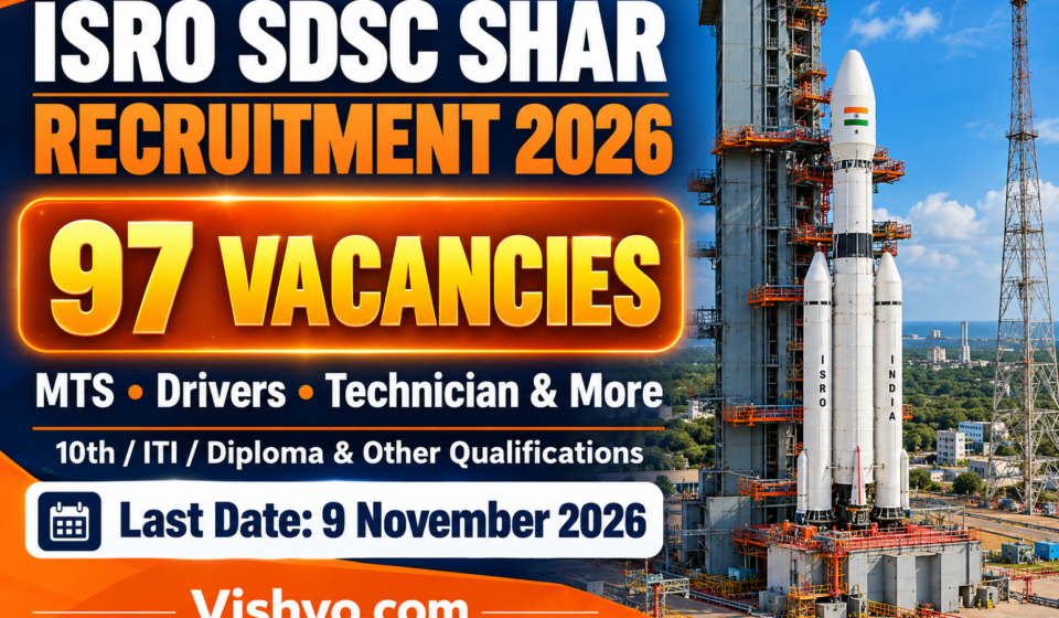 ISRO SDSC SHAR Recruitment 2026: Great Opportunity Apply Online for 97 MTS, Driver, Technician and Other Posts ISRO SDSC SHAR Recruitment 2026